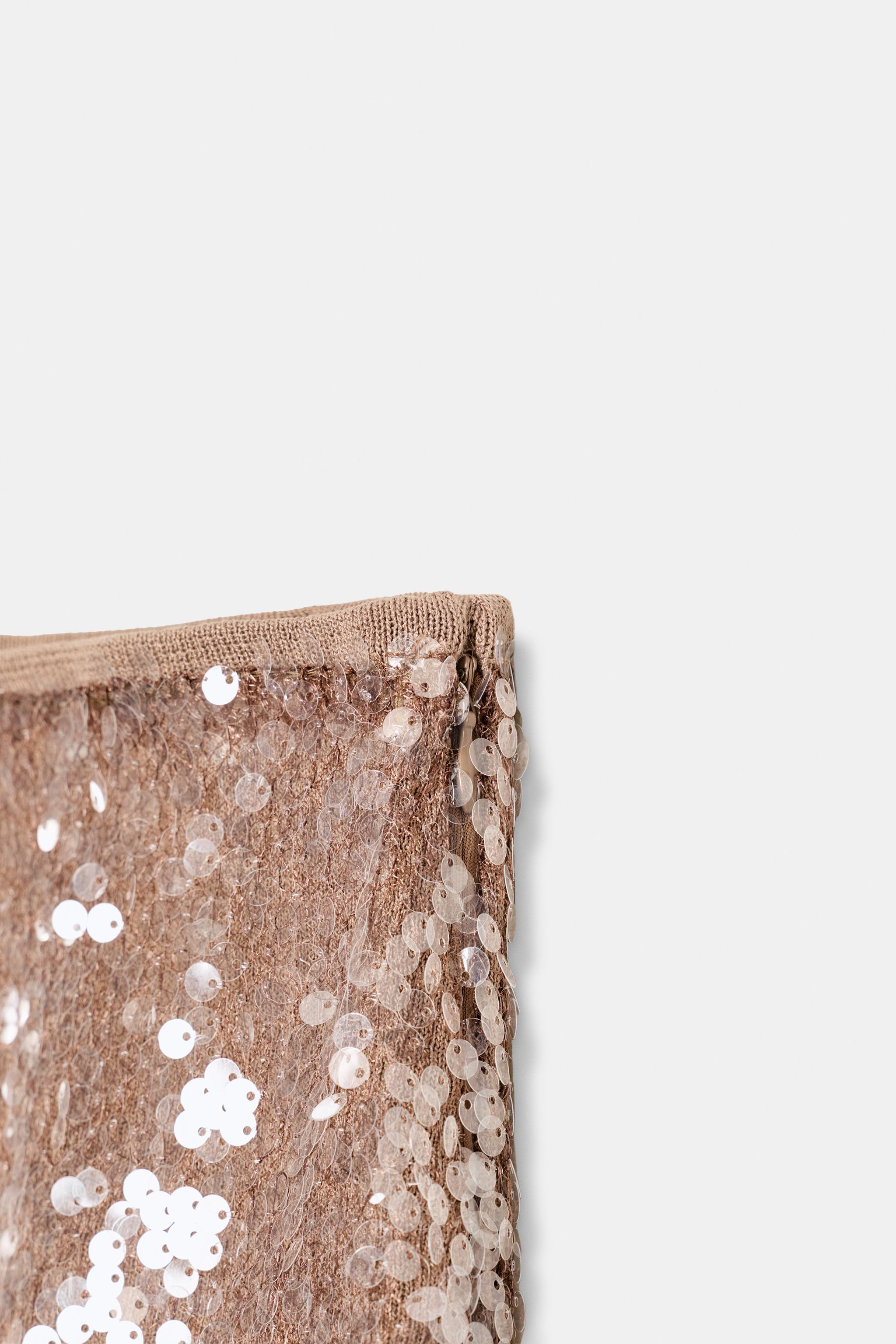 JUPE COURTE PAILLETTES MAILLE DENTELLE